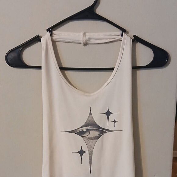 White Cream Color  Graphic Tank Top - Picture 3 of 7